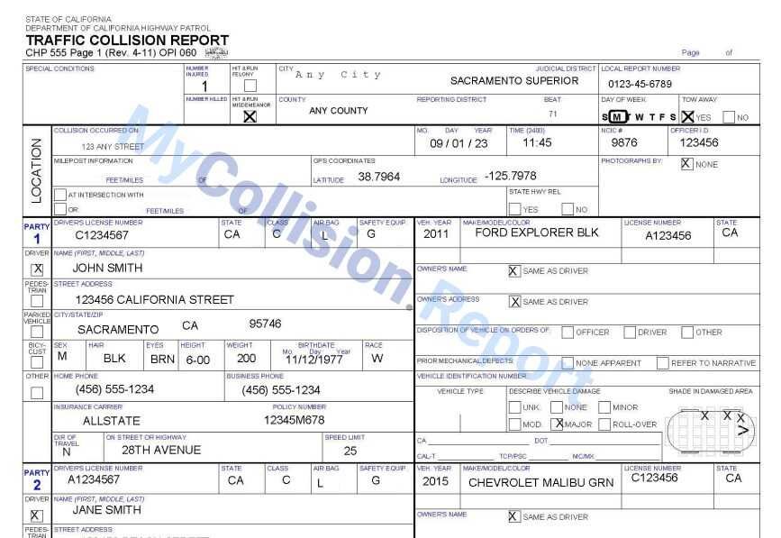 collision report sample